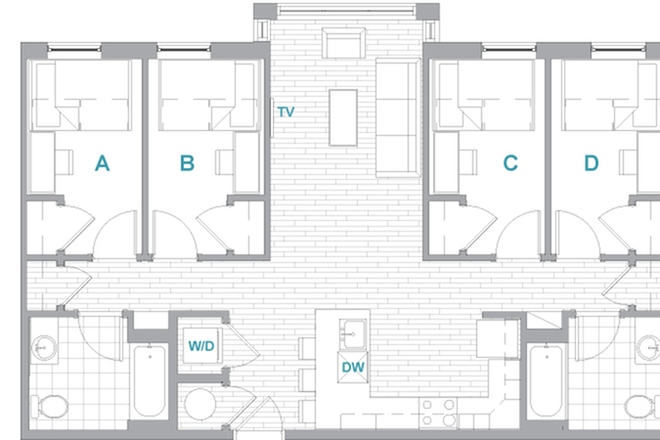 Layout of Apartment - Landmark Apartments, Across the street from campus in downtown College Park