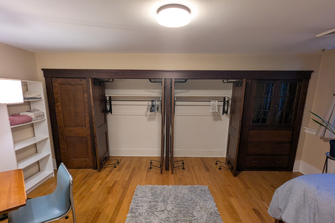 Huge closets - Primary Furnished Bedroom in 2 Bedroom Unit: Wood floors, Utilities Included! Apartments