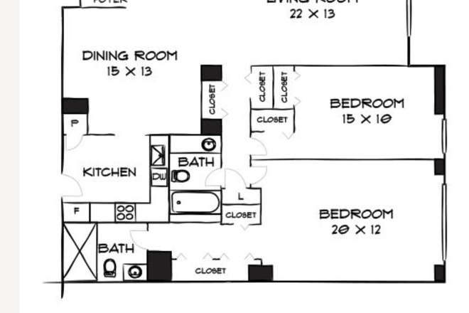 Layout of Apartment - Looking for 1 More Roommate at Willard Towers Apartments