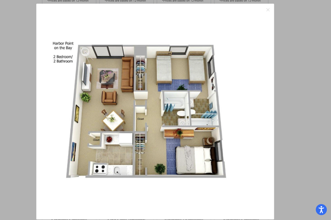 2 Bedroom , 2 Bathroom , kitchen, Dining room - Harbor Point Aparments