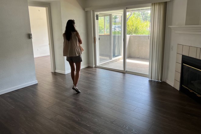 Living room and patio - Montclair 2 bd condo minutes from CU