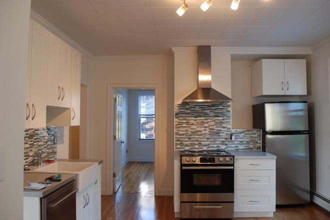 kitchen - Sunny, renovated apt in condo bldg w/yard, just off Beacon St on Cambridge line