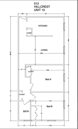 floor plan of the apartment the bedroom for lease is bedroom B - Spacious apartment only 5 mins from campus