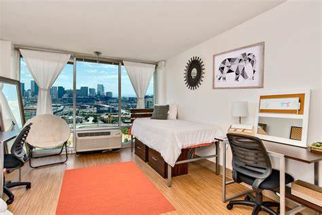 Bedroom with private bathroom - Room/private bathroom at The Assembly Student Living Apartments