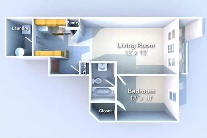 Floor plan of whole apartment - Towne Centre Apartments