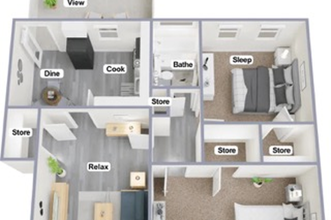 2 bedrooms 1 bath, a balcony, a walk in closet - Forty 15