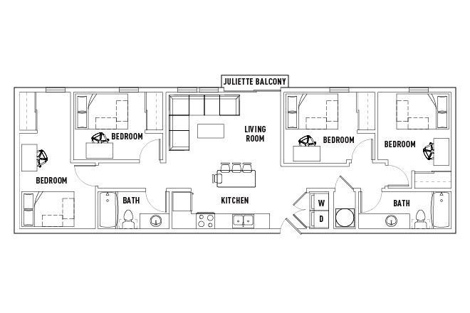 Floorplan of apartment, right-most room - Chauncey Square
