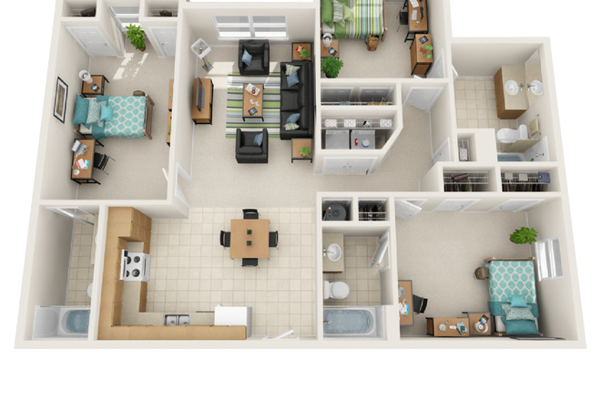 Floor Plan - Everson Apartments, 3 b/ba, furnished