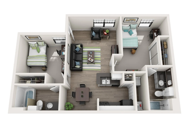 2x2 Floor Plan - The Verge Apartments on Alafaya 4 minute drive to campus