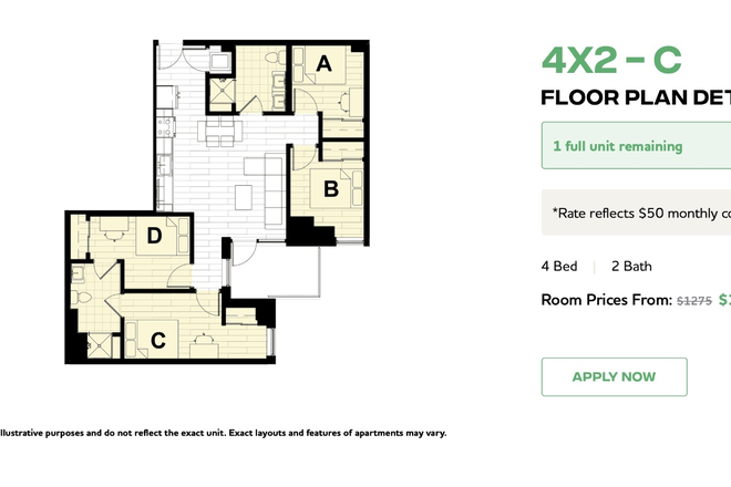 Floorplan - Hub on Campus West Lafayette - State Street (SUBLET) Apartments
