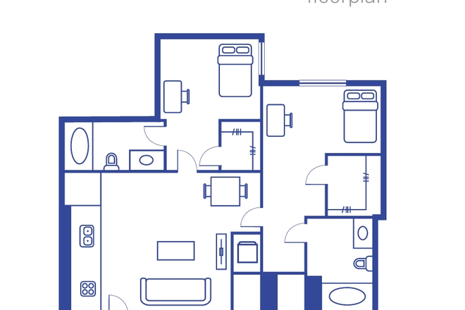 Floorplan - Private Bedroom/Bathroom in a 2b2b at University View
