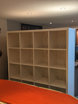Divider between bedroom & living room - Fully Furnished Studio Basement Apartment Close to Subway Short Term Rental