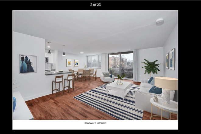 Living room with model renovated interior. - Horizon Apartments
