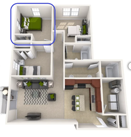 Room circled in blue is the one for sublet - RIVERWALK APARTMENTS