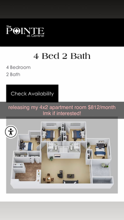FLOOR LAYOUT - Apartment room 5 minutes from campus! $812/mo
