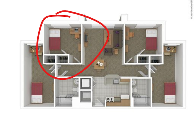 bedroom - South Campus Commons 3 4x4