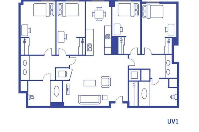 Floorplan - Sublet for 1 room in University View 4x2 Furnished Apartment for Spring Semester & Summer