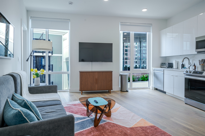 Living Area - HIC38405 Bright Newly-built 1BR w/ In-unit Laundry + MBTA, VERA Boston Landing