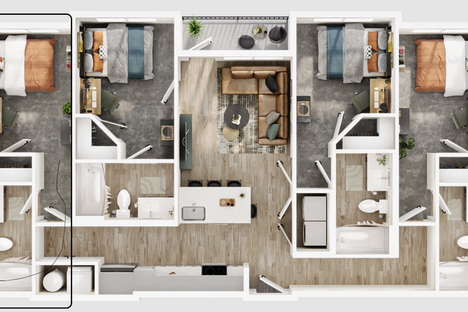 Floorplan. Room A at the far left. - Aperture Bed+Bath Listening Available for Spring and Summer!