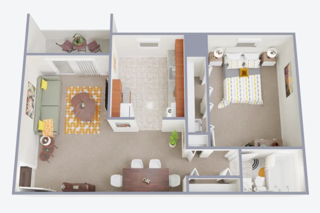 Floor Plan - Foxridge 1 Bedroom Summer Sublease