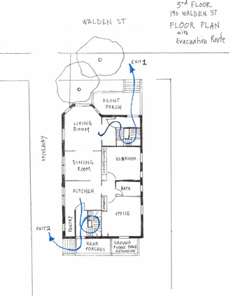 Floor plan for third floor apartment - 1 bedroom, 1 bath, near Red Line, Porter, and Park Apartments