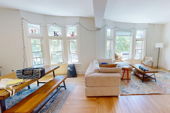 living room - Sunny and open Brookline Village 3 bed with in unit laundry - 9/1 Apartments