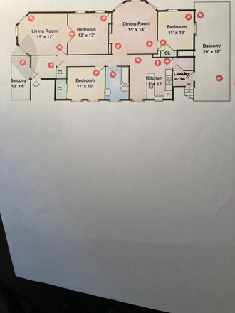 Floor plan - Roommate wanted for my bright, quiet 2BR; near Design Sch.; washer/dryer, parking; 3rd fl. walk-up House