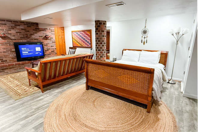 Bedroom - Furnished Private Studio (Entrance, Bathroom, Kitchenette, & Laundry)