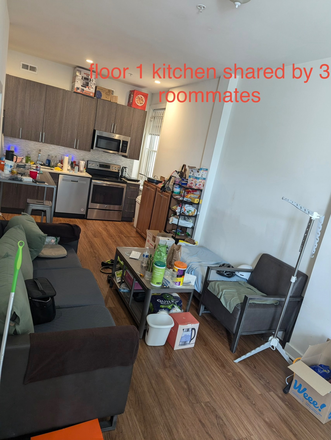 Floor 1 kitchen living room shared by 3 roommates - $640/month including utilities, furnished bedroom, share bath with 1 roommate laundry/kitchen with 2 Apartments