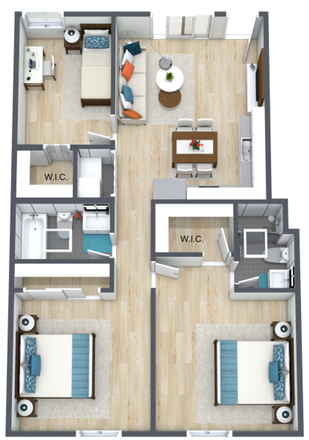 Example Floorplan, not of exact unit. - Le Jaime, Double spot ~$650+util (Master bed/bath), 12-15min from UCSD