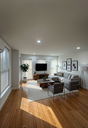 living room (virtually staged) - Bright & Sunny 3 Bed/2.5 Bath w/ LAUNDRY IN UNIT & PARKING! Available 8/1/26!! Apartments