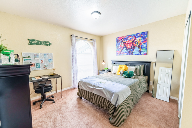 Private bedroom interior - College Town at USF Apartments