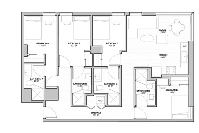 This sublet is for room A - Rise on Chauncey Apartments