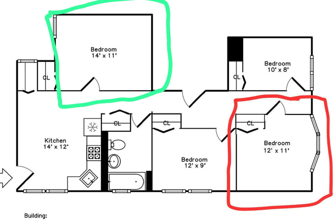 Floorplan - 1 Room in 4B1B Apartment-Prime Location Near UIC & 157 Bus Stop