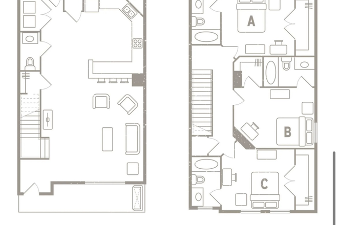 Layout of unit - Redpoint Wilmington 3 Person Duplex Rental