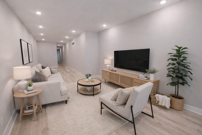 Living Room - Spacious 3-BR, 3-BA apartment near Drexel and UPenn - Private Backyard - Avail 9/1