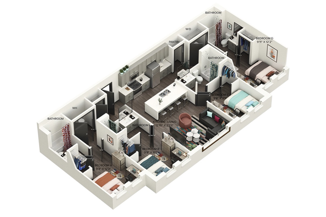 Angled floor plan view - The Current Apartments
