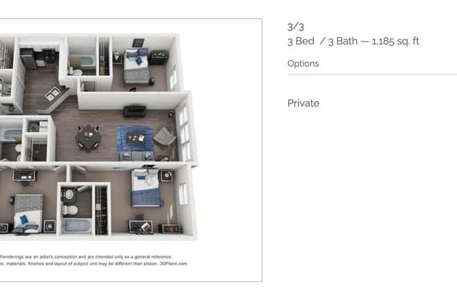 Floor plan is 3x3. This sublease is for the room with the walk in closet, the one towards the door. - The Landings at Biven Arms Apartments