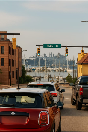 Outside street view - Upper Fells Point Townhouse for Rent 1,274 sq. ft., fully furnished 2 bedrooms, 1 bonus room (study/