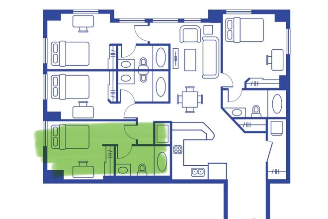 Floorplan - University View 4x4 Room for Sublease in Spring 2025 Apartments