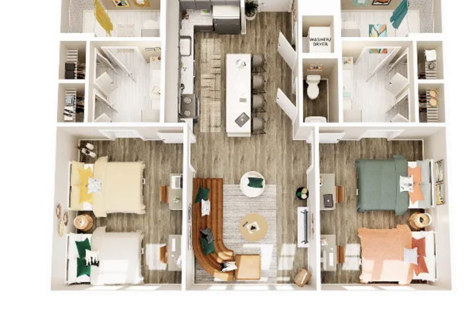 Floor Plan - The Union Blacksburg - Shared Unit with one other roommate (Females Only) Apartments