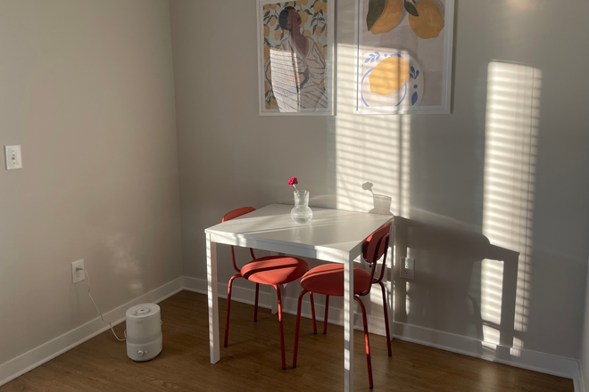 Dining area next to the living room - Avalon Durham Apartments