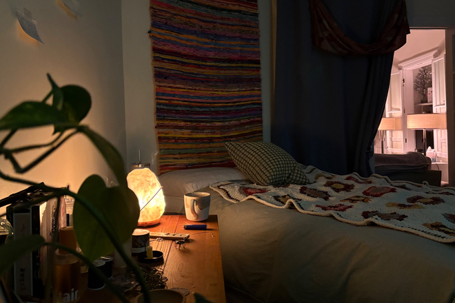 Bedroom at night - Beautiful Forest-side Apartment