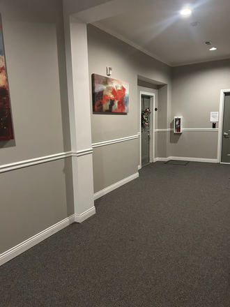 Hallway from garage elevator or entry gate to the unit (2nd floor) - **Stetson Square Condo** 2-Bed/2-Bath/2-parking garage. 4 mins to UC Med; Main campus & Children's