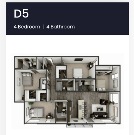 D5 Floor Plan - Academy at Frisco, Walking Distance to Campus