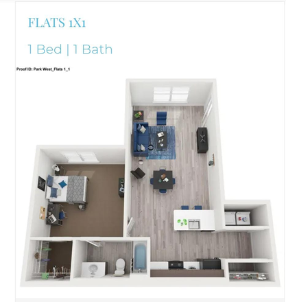 Floor Plan (1x1 615sqft) - Park West Flats 1x1 (flexible move-in dates)
