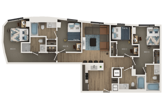 Floor plan - Rev Northgate Student living Apt 1902 room C