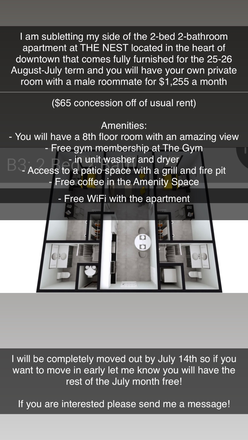 Floor plan of the 2 bed 2 bath - The Nest