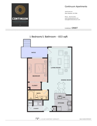 Layout - Luxury 1B1Ba Apartment at Continuum, very close to campus with included indoor parking
