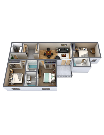Floor Plan - Knights Circle 3x3 Male Apartment [ Summer Sublease] - Close to UCF